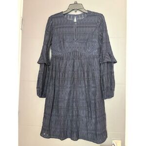 Trina Turk Navy‎ Blue Lace Ruffle Sleeve Mini Dress TT18R008 Womens Size 2